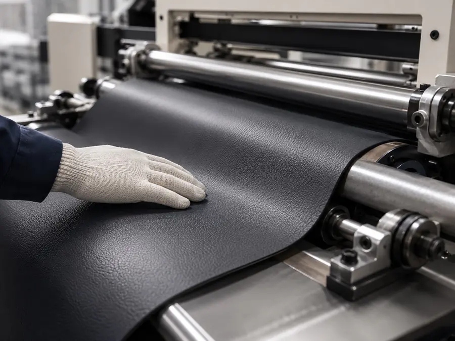 Artificial leather production line and surface finishing quality control
