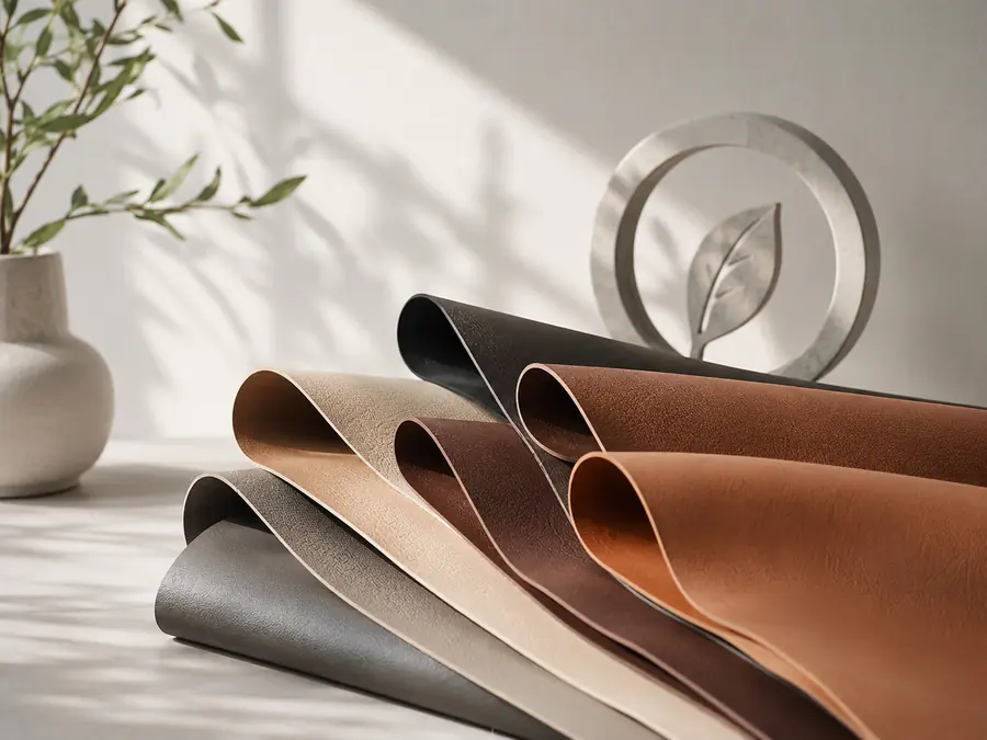 Silicone and solvent-free synthetic leather color and surface samples