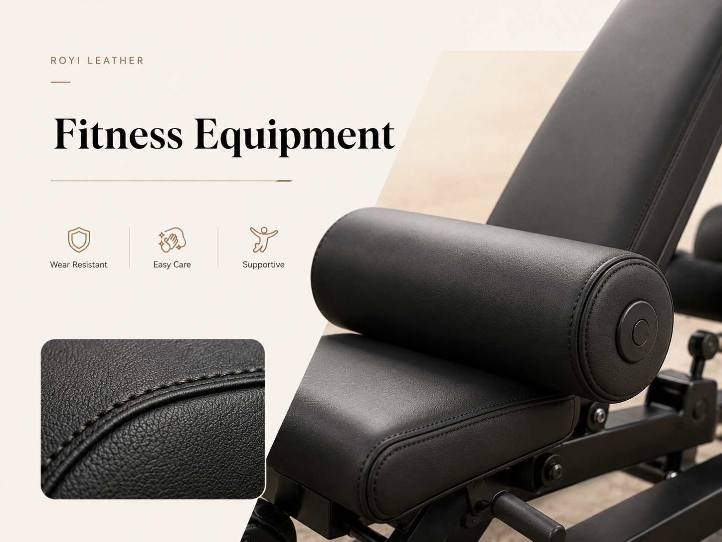 Fitness equipment leather application
