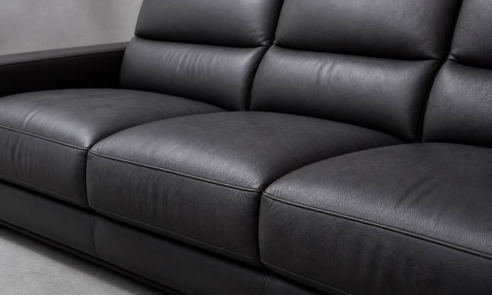 Dark charcoal artificial leather sofa and contract upholstery