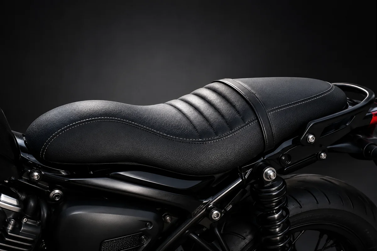Motorcycle seat leather application