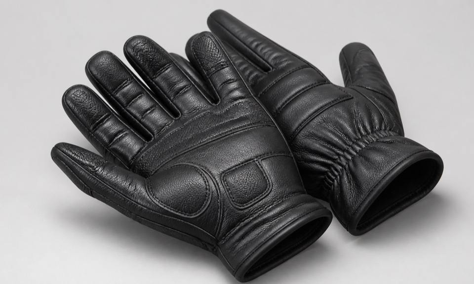 Black protective gloves made with artificial leather