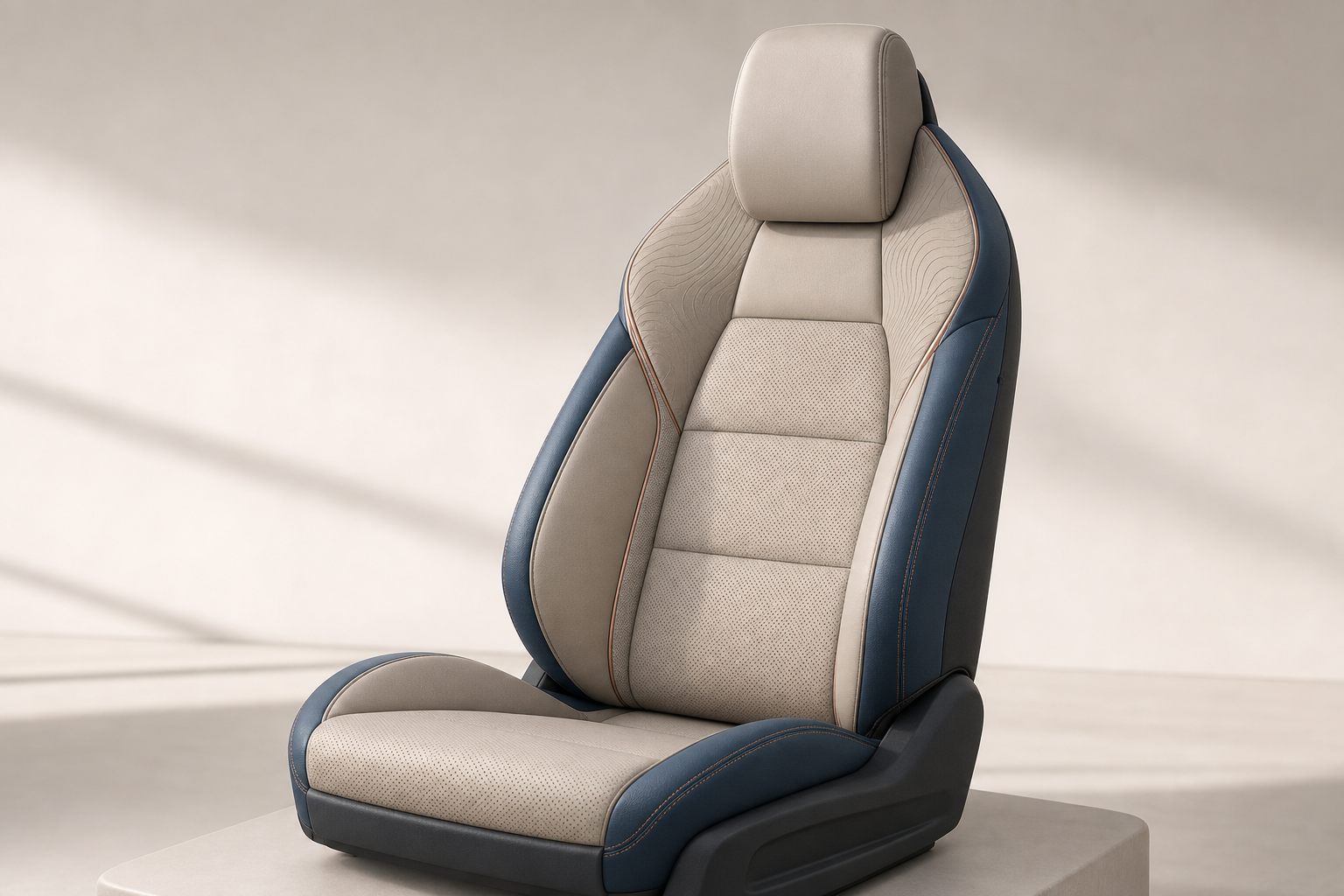 Representative automotive seat with distinct contact, bolster, shoulder and identity zones