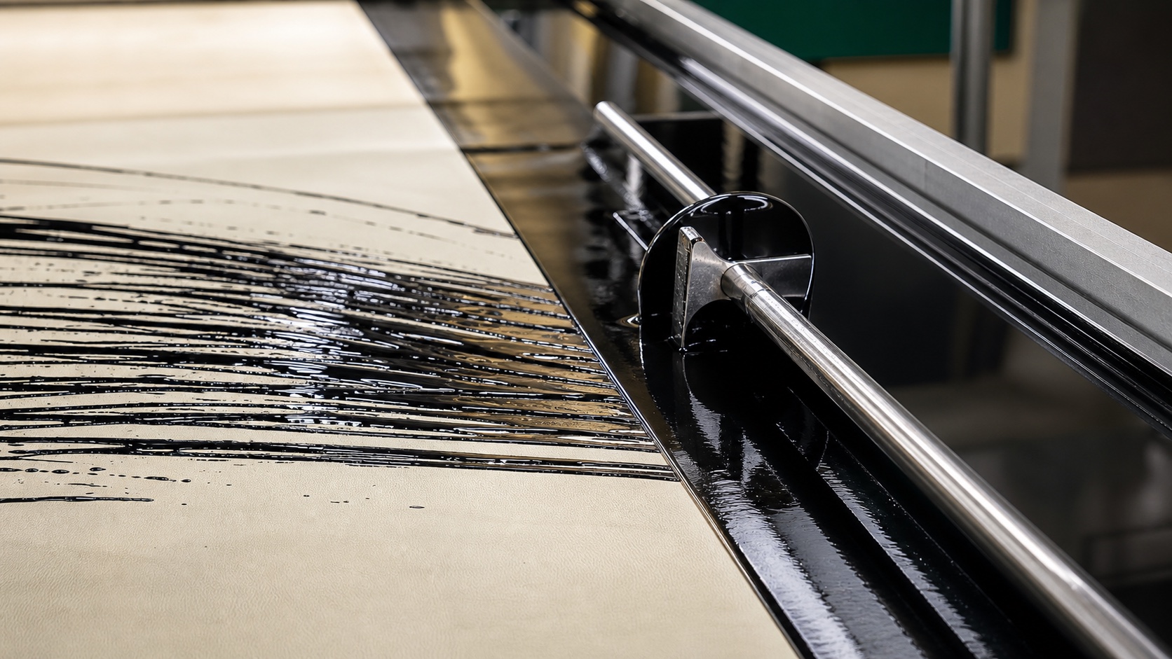 Close-up process detail for black coating