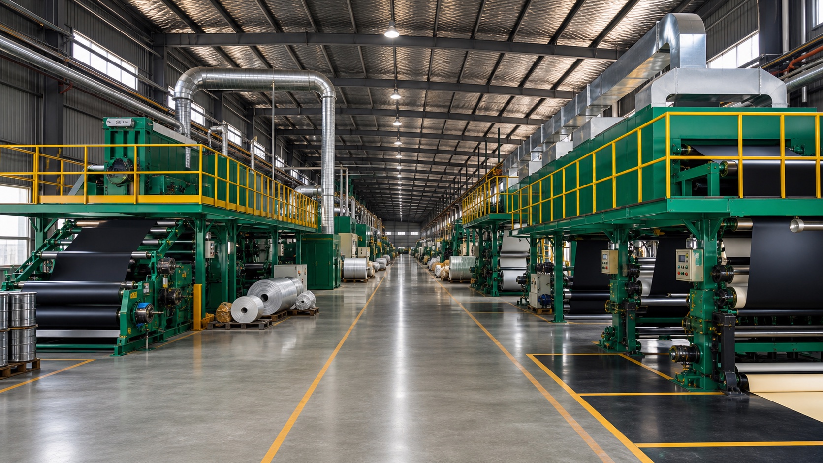 ROYI artificial leather factory production aisle