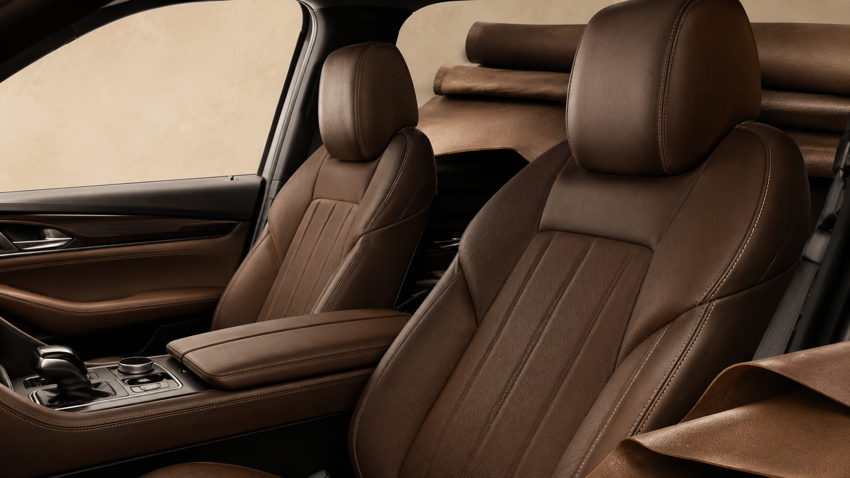 Automotive interior leather application for car seats