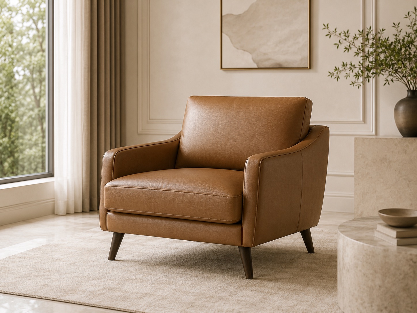 Brown synthetic leather lounge chair for upholstery furniture