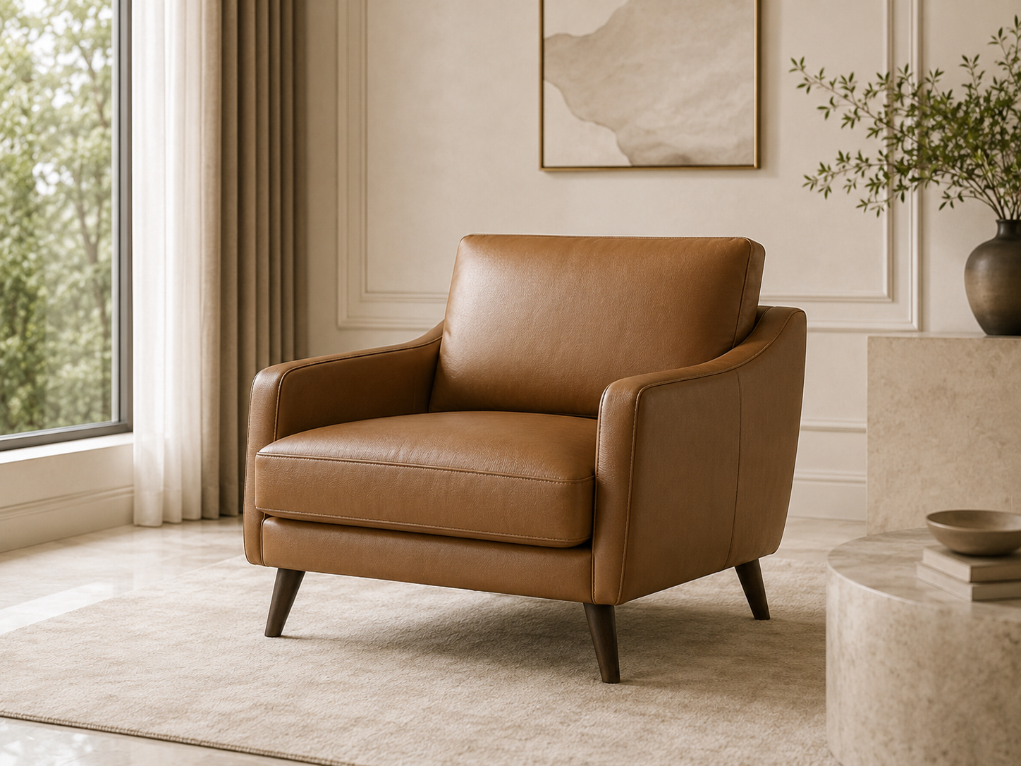 Brown synthetic leather lounge chair for upholstery furniture