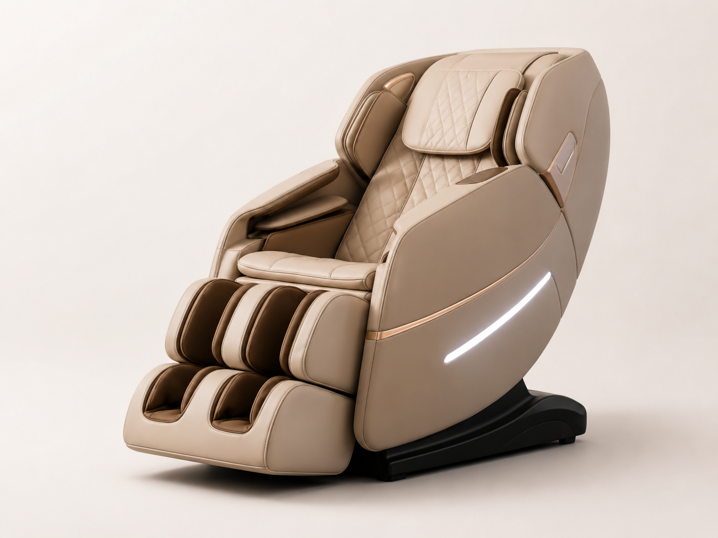 Beige massage chair with synthetic leather upholstery