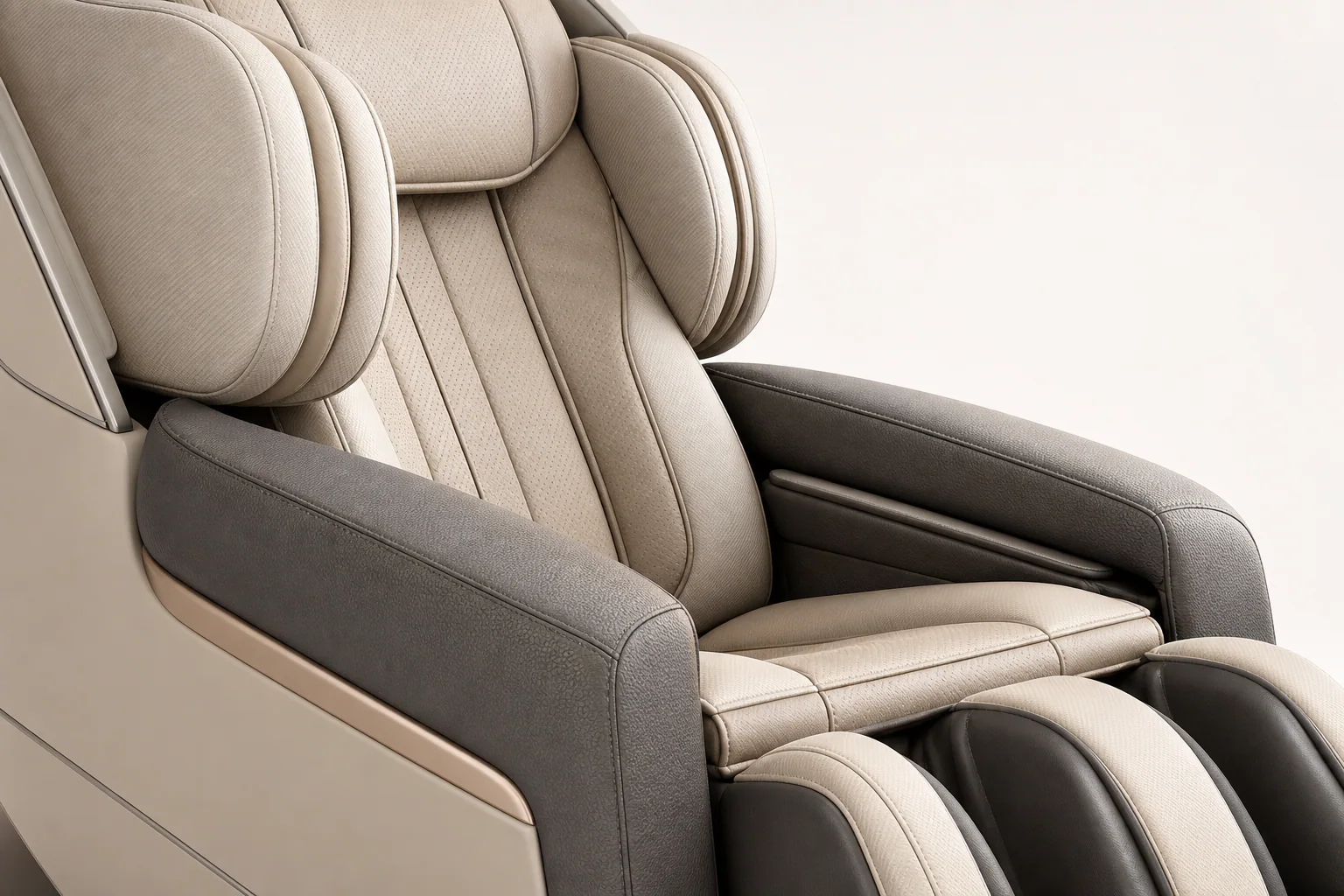 Curved massage chair upholstery panel concept