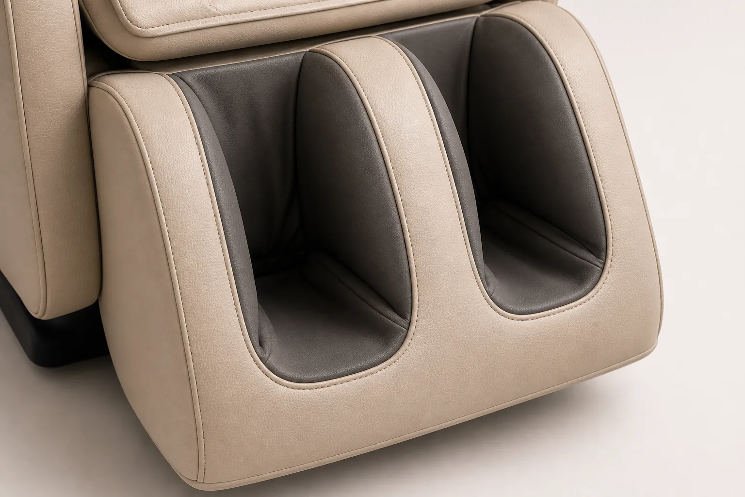Massage chair foot-well and ankle chamber upholstery concept