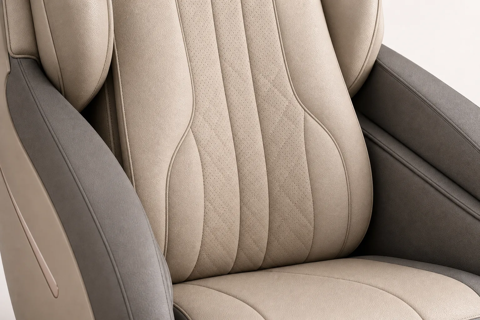 Massage chair lower-back and lumbar upholstery panel concept