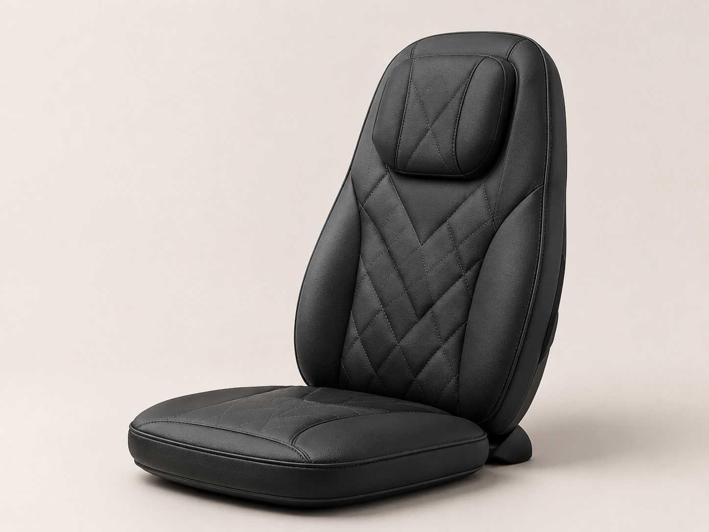 Massage cushion with black synthetic leather upholstery