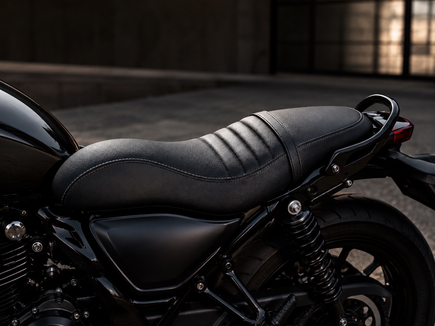 Black artificial leather motorcycle and e-bike seat