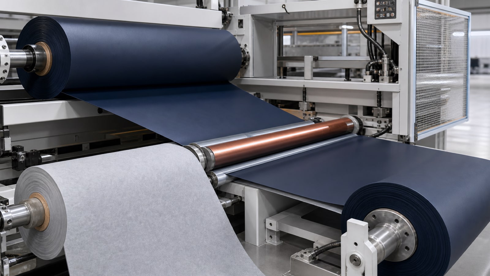 PU dry-transfer and lamination line joining a formed PU surface to a selected backing