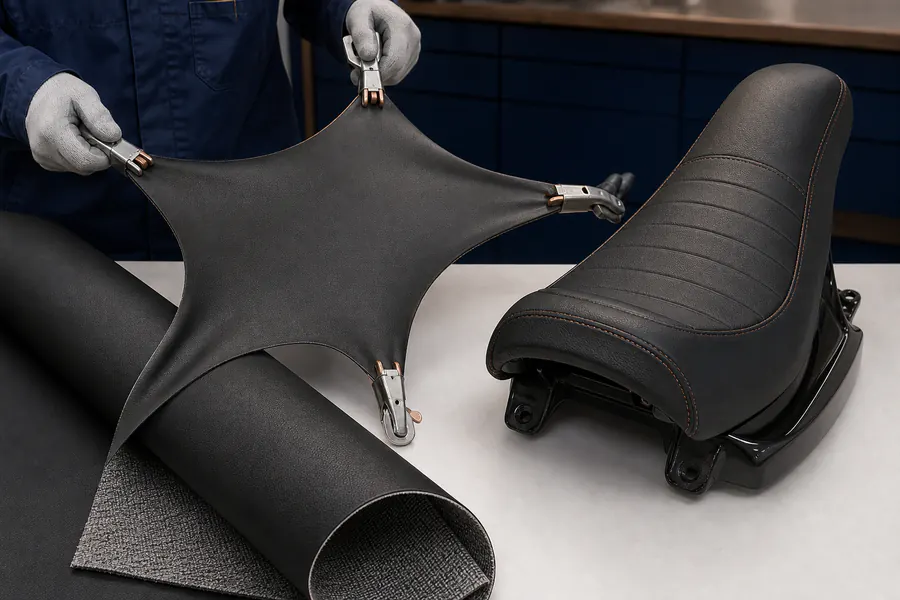 Real Semi PU sample demonstrating controlled stretch