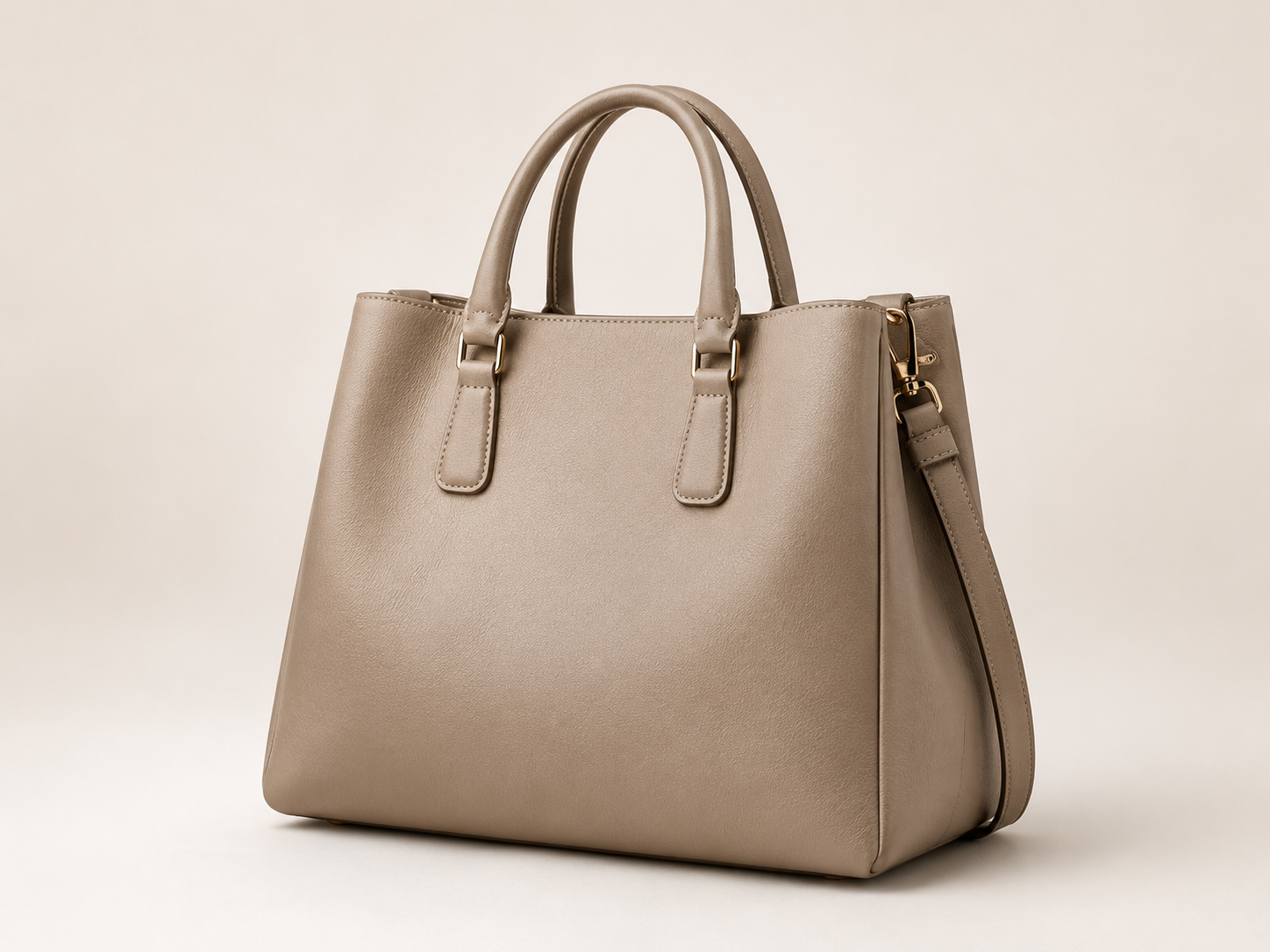 Premium handbag made with beige silicone leather